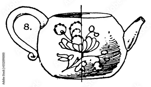 Wide Mouthed Pipe-Spout Pot, vintage illustration.
