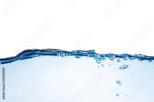 Blue water wave and bubbles. clean drinking water