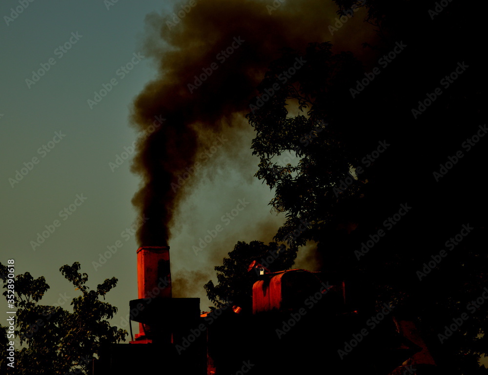 Black smoke from a industry