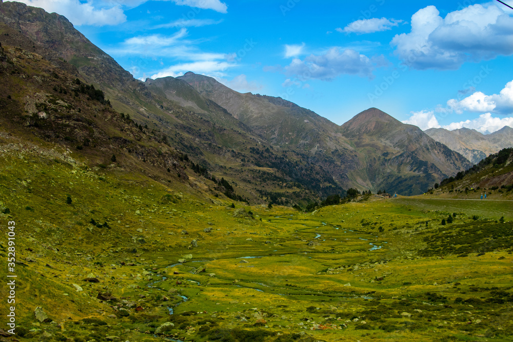 Fototapeta premium green mountain landscape with blue sky