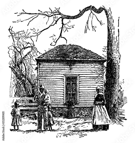 School house, vintage illustration.