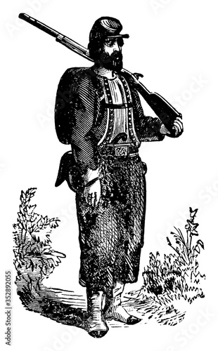 Ellsworth Zouave, vintage illustration.