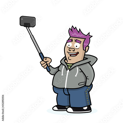 Man taking a photo with selfie stick