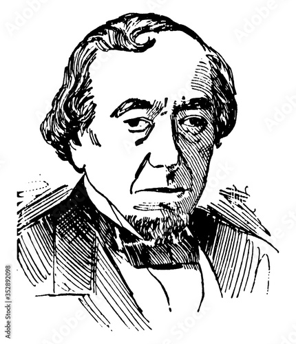 Benjamin Disraeli/British Statesman (1804-1881), vintage illustration.