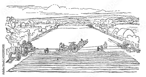Fowler's Steam-Plough, vintage illustration.