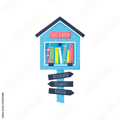 free books library wooden house