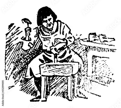 Cobbler, vintage illustration.
