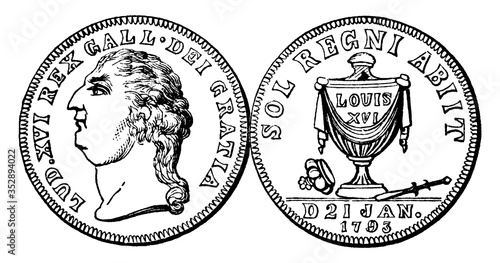 Louis XVI Memorial Medal, vintage illustration.