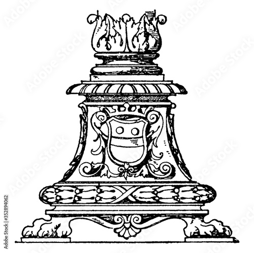 Renaissance Candelabrum Base, vintage illustration.