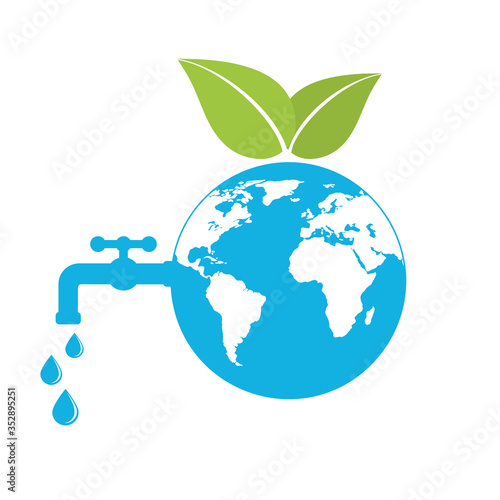 illustration of ecology concept and save water resources on white background