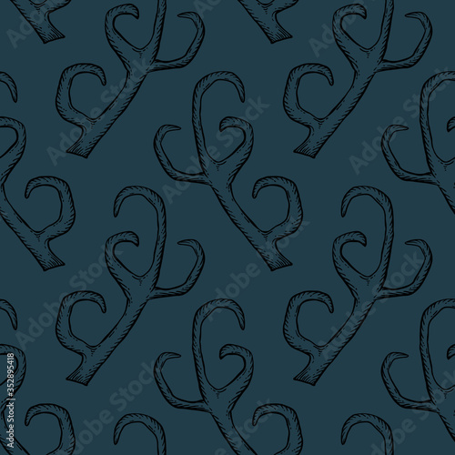 Seamless pattern with deer antlers