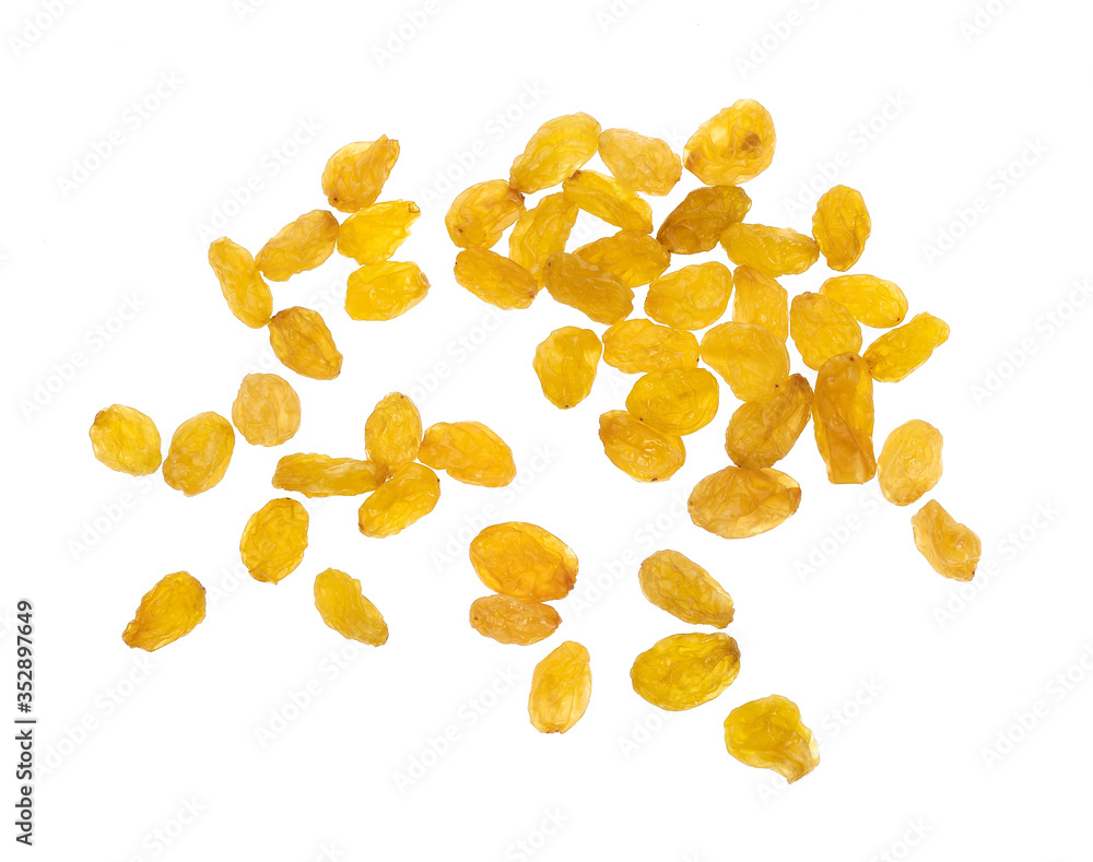 Yellow Raisins isolated on white background. Yellow Raisins isolated on white background.