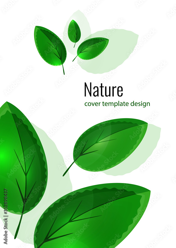 Fresh bright green leaves. Creative summer background for your design. Vector