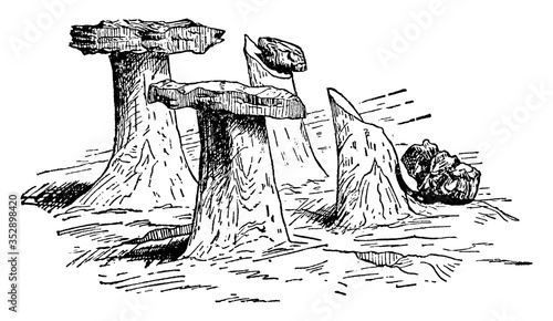 Glaciers Tables, vintage illustration.