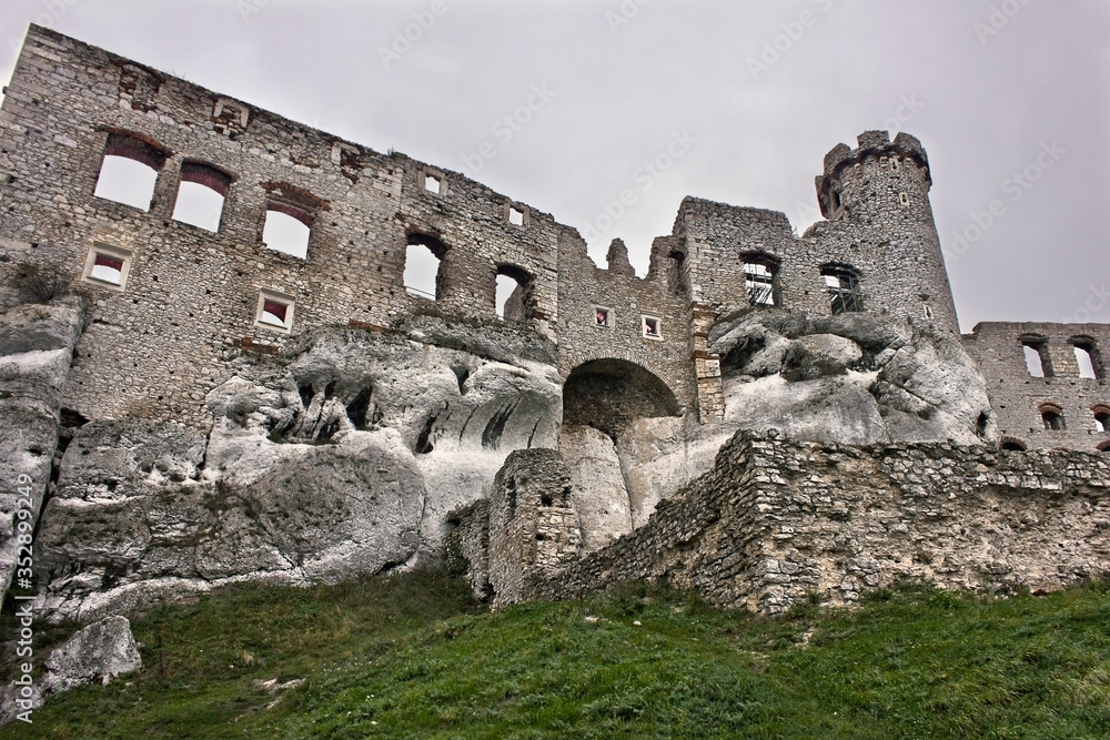 14th century medieval Polish castle Ogrodzieniec. Poland, Europe.