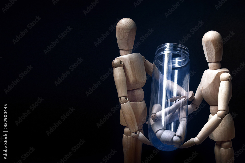 Mannequin parents looking at a baby IVF at lab. In vitro fertilization (IVF) concept.