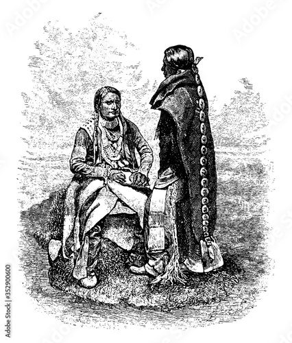 Ute Indians, vintage illustration.