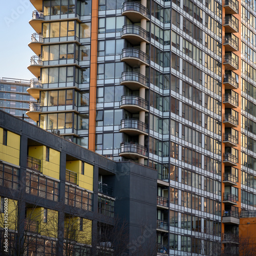 Low angle view of buildings, Vancouver, Lower Mainland, British Columbia, Canada