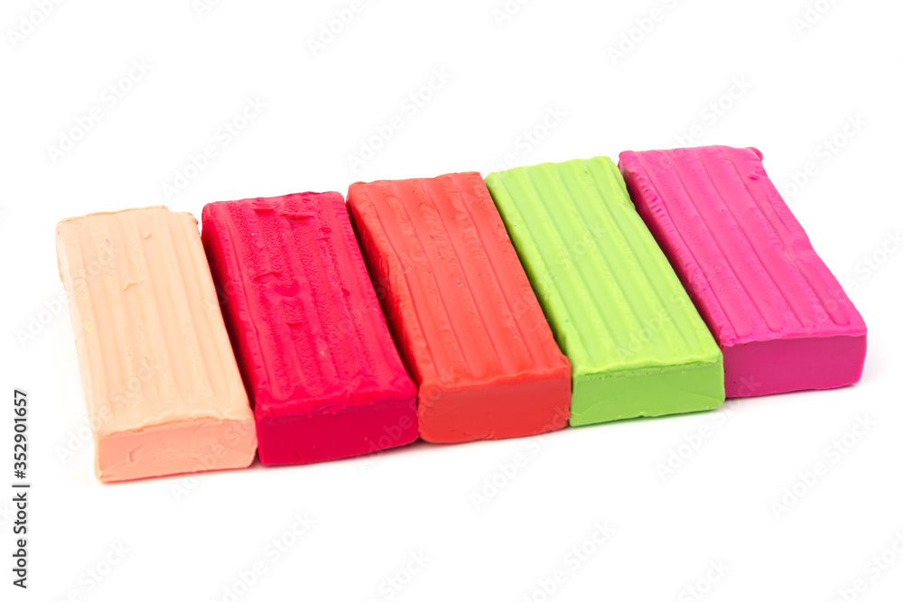 Group of colorful plasticine isolated on white background Group of colorful plasticine isolated on white background