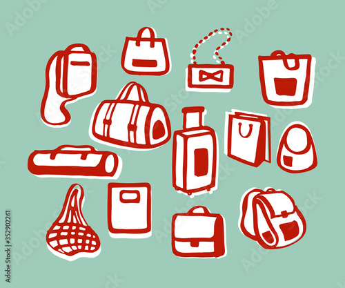 Bags set icons. Wardrobe accessory.