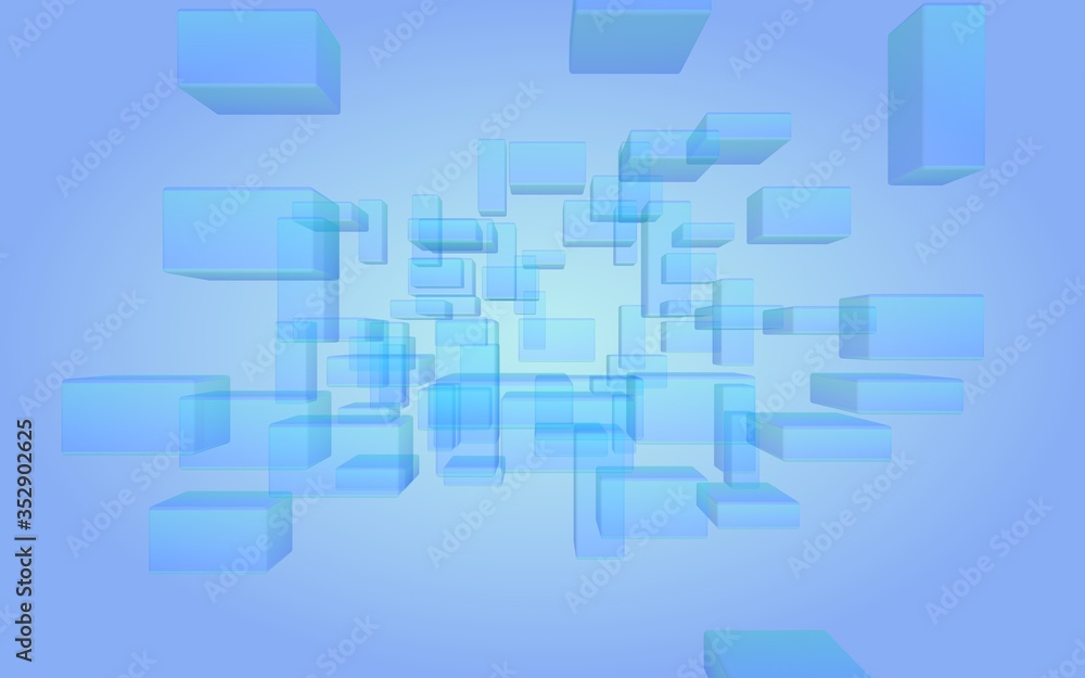 Blue and purple abstract digital and technology background. The pattern with repeating rectangles. 3D illustration Blue and purple abstract digital and technology background. The pattern with repeating rectangles. 3D illustration