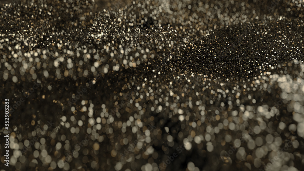Golden Glitter particles with defocused blur background Golden Glitter particles with defocused blur background