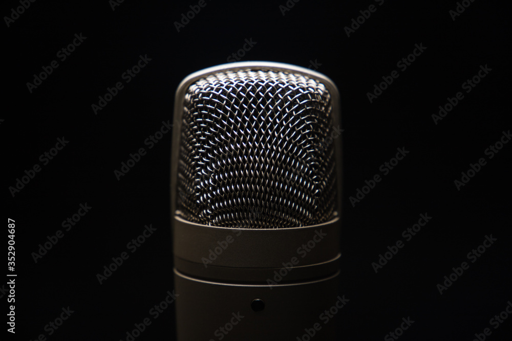 Microphone studio valves on black background Microphone studio valves on black background