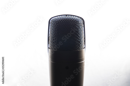 Microphone studio valves on white background in silhouette