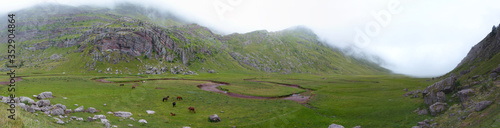 Panoramic view of Aguas Tuertas, twist water. Aragon Subordan river. Natural Park Valles Occidentales, Huesca Pyrenees. Spain photo