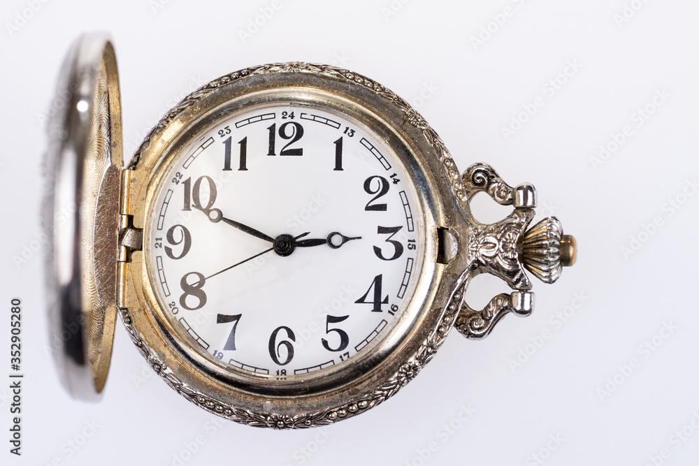 Antique analog pocket watch with hands and numbers. Vintage pocket watch Antique analog pocket watch with hands and numbers. Vintage pocket watch