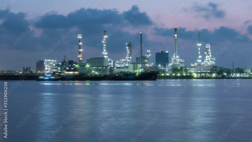Time lapse Oil refinery. Oil refinery located in Bangkok, Thailand. Time lapse Oil refinery. Oil refinery located in Bangkok, Thailand.
