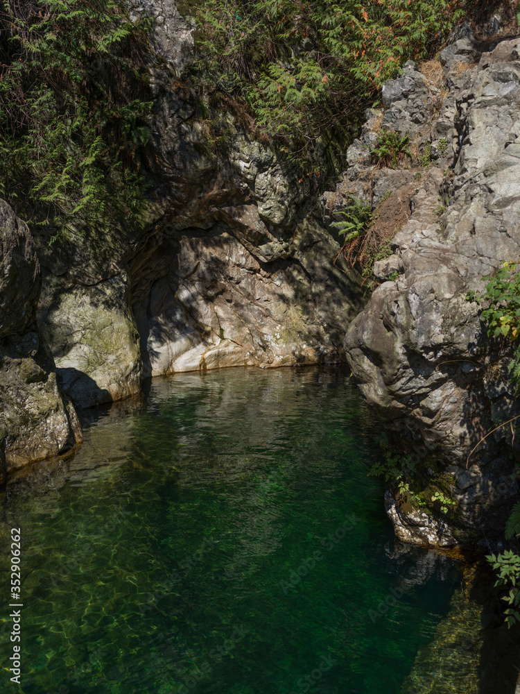 Swimming hole in Lynn Canyon Park, North Vancouver, Vancouver, Lower Mainland, British Columbia, Canada