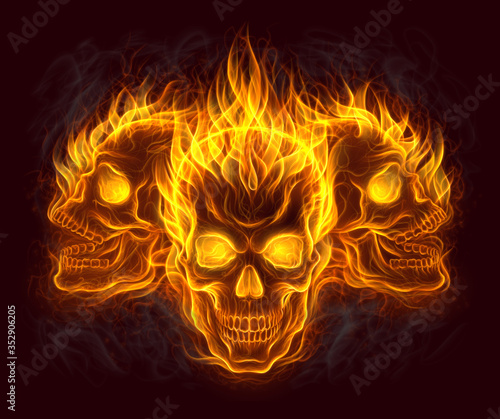 Fotografie Three fire skulls