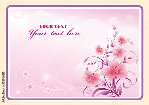 Vector floral design card. Elegant frame with delicate background for wedding invitation, greeting card, birthday, template