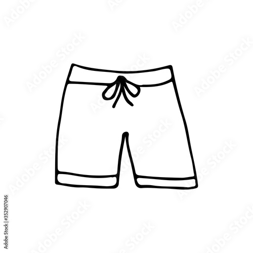 Doodle man swimming trunks in vector. Hand drawn man swimming trunks in vector. Doodle beach wear in vector