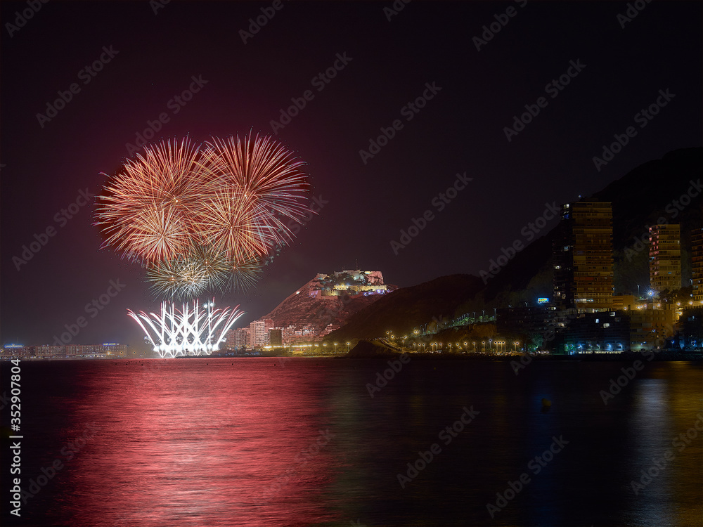 Fototapeta premium fireworks in Alicante Spain