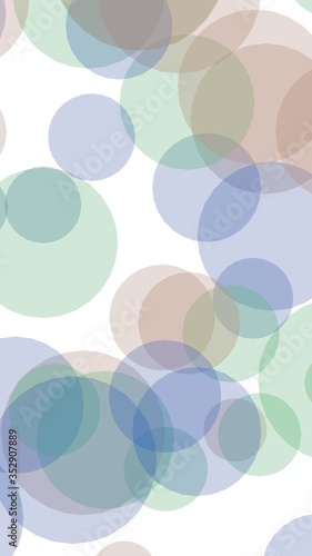 Multicolored translucent circles on a white background. 3D illustration