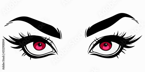 beautiful cute female eyes in cartoon style