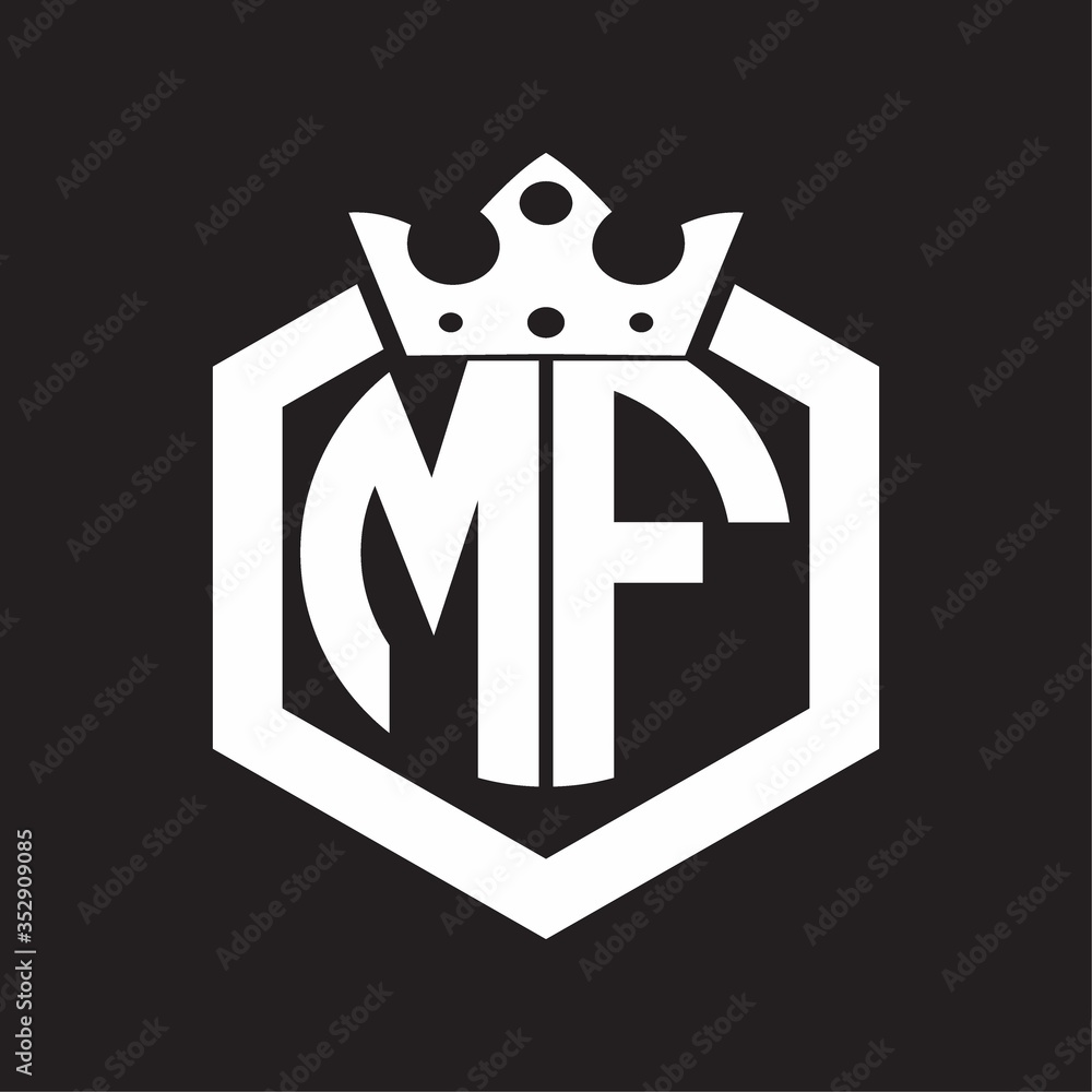 Mm logo monogram rounded by hexagon shape with crown design template canvas  prints for the wall • canvas prints slice, popular, trend