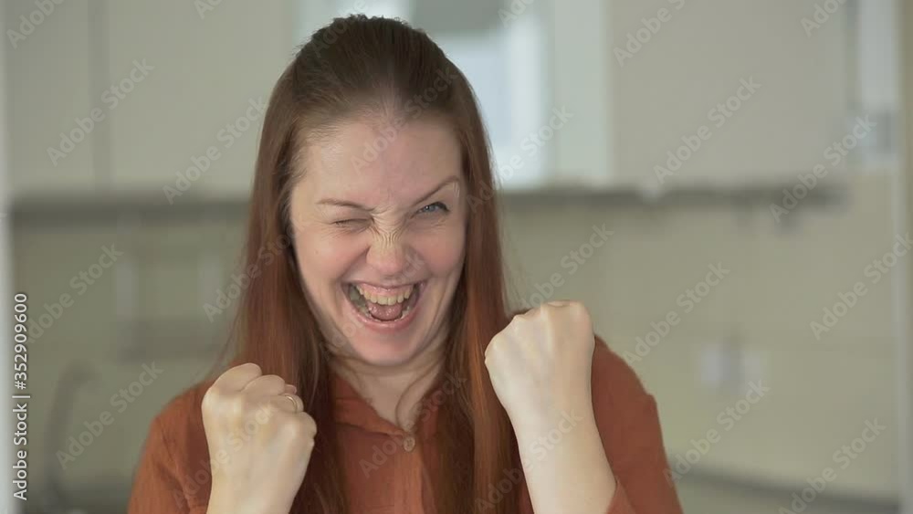 portrait of a cheerful and joyful woman, success portrait of a cheerful and joyful woman, success