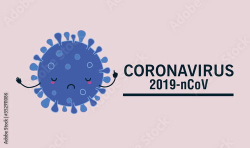 Coronavirus 2019 nCov and kawaii virus cartoon vector design