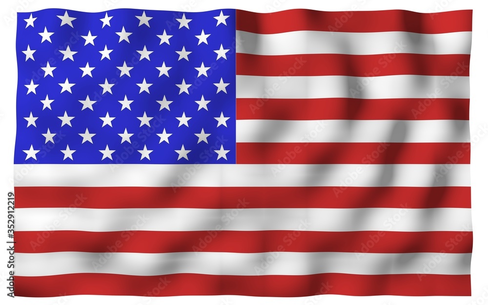 Obraz premium Waving flag of the United States of America. Stars and Stripes. State symbol of the USA. 3D illustration