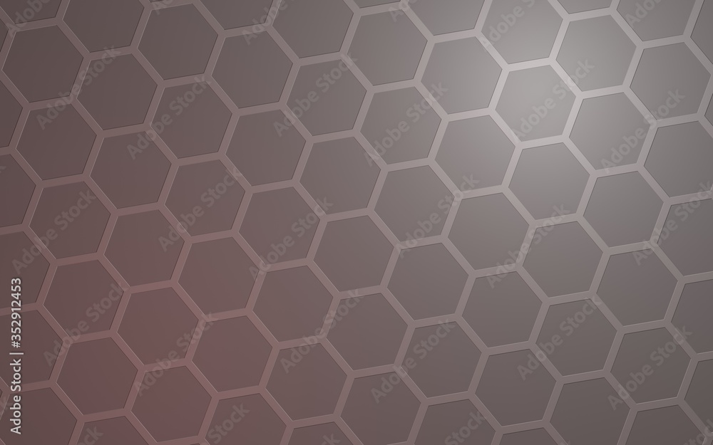 Honeycomb with color lighting, on a gray background. Perspective view on polygon look like honeycomb. Isometric geometry. 3D illustration Honeycomb with color lighting, on a gray background. Perspective view on polygon look like honeycomb. Isometric geometry. 3D illustration