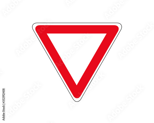 Road sign. Give right of way. Vector illustration.