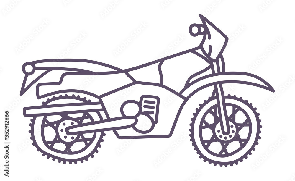 Hand drawn motorcycle. Cute doodle on white background.