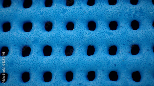 Close up of a blue tablecloth