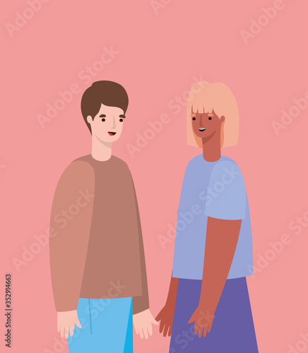 Woman and man avatar vector design