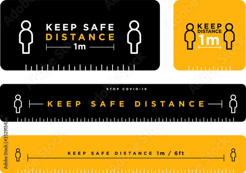 keep safe distance signage icon