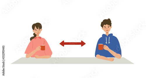 【新しい生活様式】横並び会話の推奨イラスト
