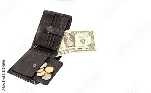 running out of money in your wallet, change and small bills that were left in your wallet
